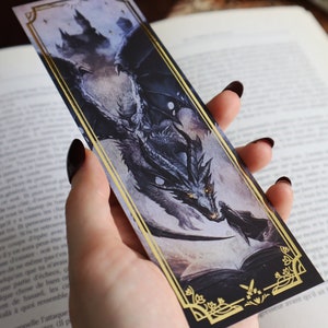 Fantasy Bookmark | Illustration with gilding | Fourth Wing | Dragon bookmark