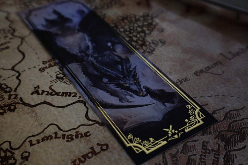 Fantasy Bookmark Illustration with gilding Fourth Wing Dragon bookmark image 7