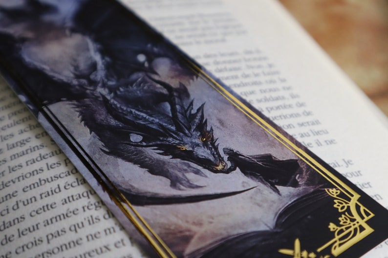 Fantasy Bookmark Illustration with gilding Fourth Wing Dragon bookmark image 5