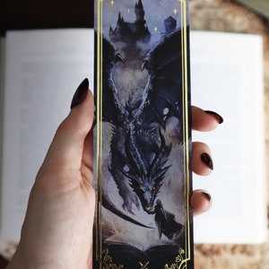 Fantasy Bookmark Illustration with gilding Fourth Wing Dragon bookmark image 6