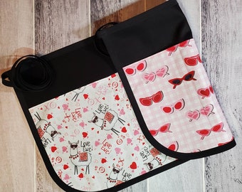 Reversible Two In One Valentines Waitress Server Teacher Farmer's Market Vendor Work Apron with pockets READY TO SHIP!