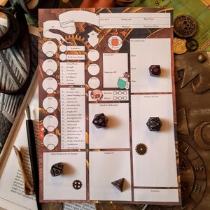 Steampunk themed Dungeons and Dragons 5E character sheet