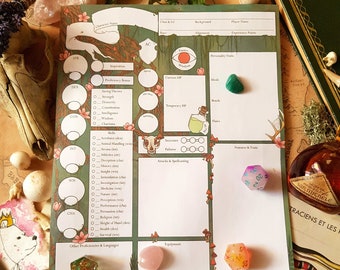 Botaniskt tema Dungeons and Dragons 5E karaktärsblad