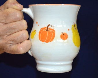 Pumpkin Belly Ceramic Coffee Mug, Pottery Teacup, Stoneware 14-ounce Coffee Cup, His or Her or Birthday Gift, Farmhouse Décor, Cottage Core