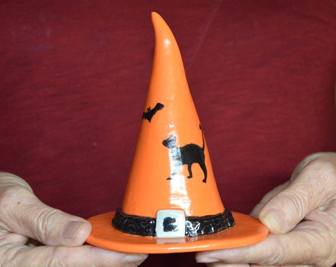 Small Pottery Witch Hat Halloween Décor Stoneware Fall - Etsy