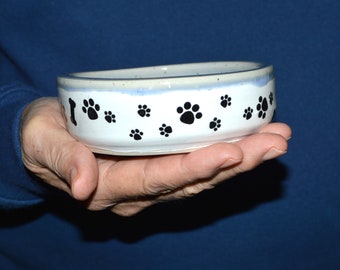 Small Blue Gray and White Dog Ceramic Accent or key Bowl, Dog Water Dish Pet Food Bowl, Dog Lover Gift, Handmade Thrown Stoneware Pottery