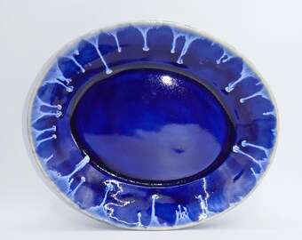 GLAZED Royal Blue Decorative Pottery Small Accent BOWL, Cute Handmade DISH, Hand built Unique Dessert Bowls, Bowls smoke, Bowls for  Kitchen