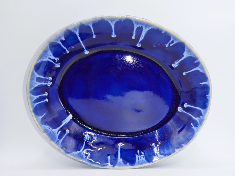 GLAZED Royal Blue Decorative Pottery Small Accent BOWL Cute Etsy