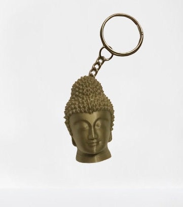 Porte-clés Bouddha En Laiton Vintage - Pendentif Sculpté Décoratif, Symbolique Et Artisanal - 4