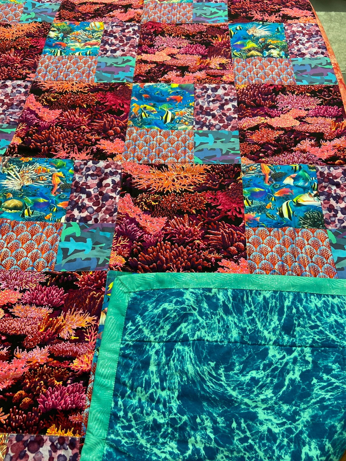 Brilliant under the sea coral reef handmade quilt Etsy