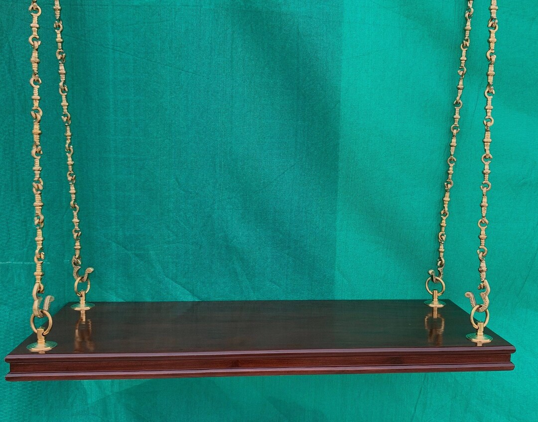 54x20 Inch Wooden Ceiling Swing, Indian Jhula, Wooden Carved Swing