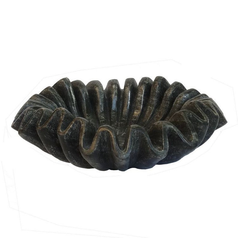 12 Ruffled Marble Bowl Decorative Marble Bowl Fluted Bowl Etsy