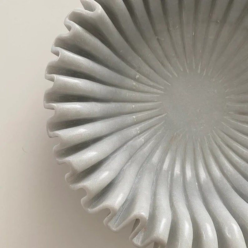 12 Ruffled Marble Bowl Decorative Marble Bowl Fluted Bowl Etsy