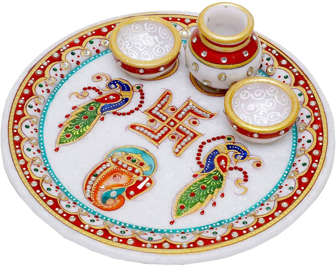 Marble Pooja Thali Pooja Plate Prasad Tray Pooja Tray Pooja Etsy