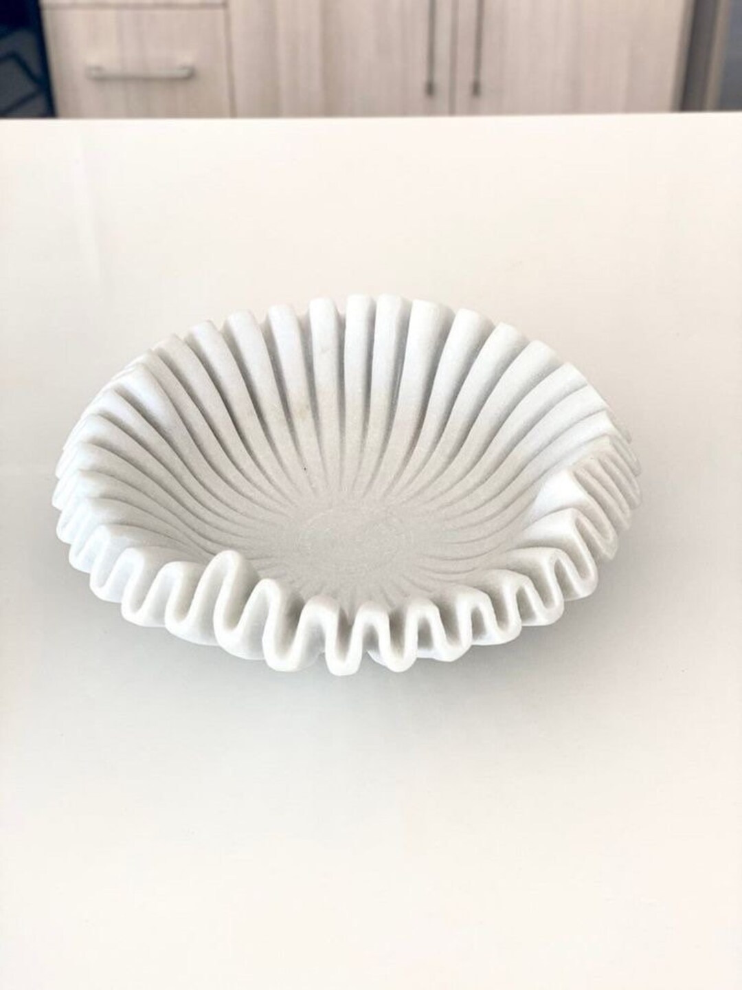 12 Ruffled Marble Bowl Decorative Marble Bowl Fluted Bowl Etsy