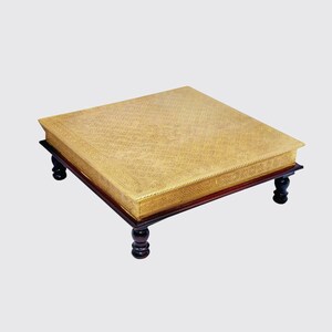 12" 15" & 18" Brass Wooden Pooja Chowki, Pooja Chowki, Chowki, Pooja Stool, Bajot Wooden Stool, Wooden Brass Chowki, Plant Stand, Book Stand