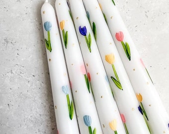 TULIPS | Spring/Summer | Hand-painted taper candles | gift flowers pretty
