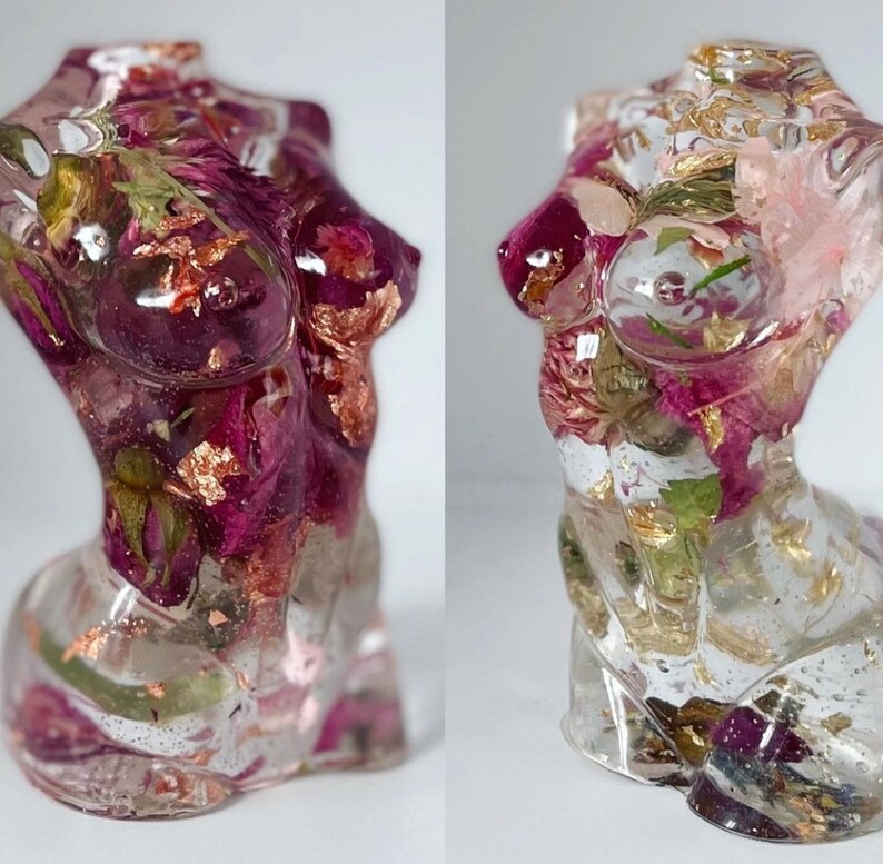 CUSTOM Resin Goddess Female Flowers & Gold Leaf Medium 10cm gift image 5