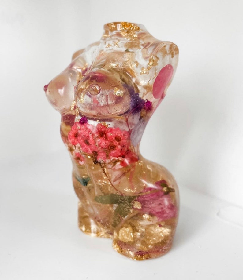 CUSTOM Resin Goddess Female Flowers & Gold Leaf Medium 10cm gift image 4