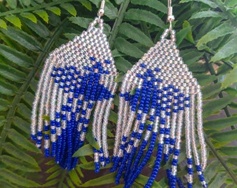 Peacock Hungarian Folk Art Fringe Earrings