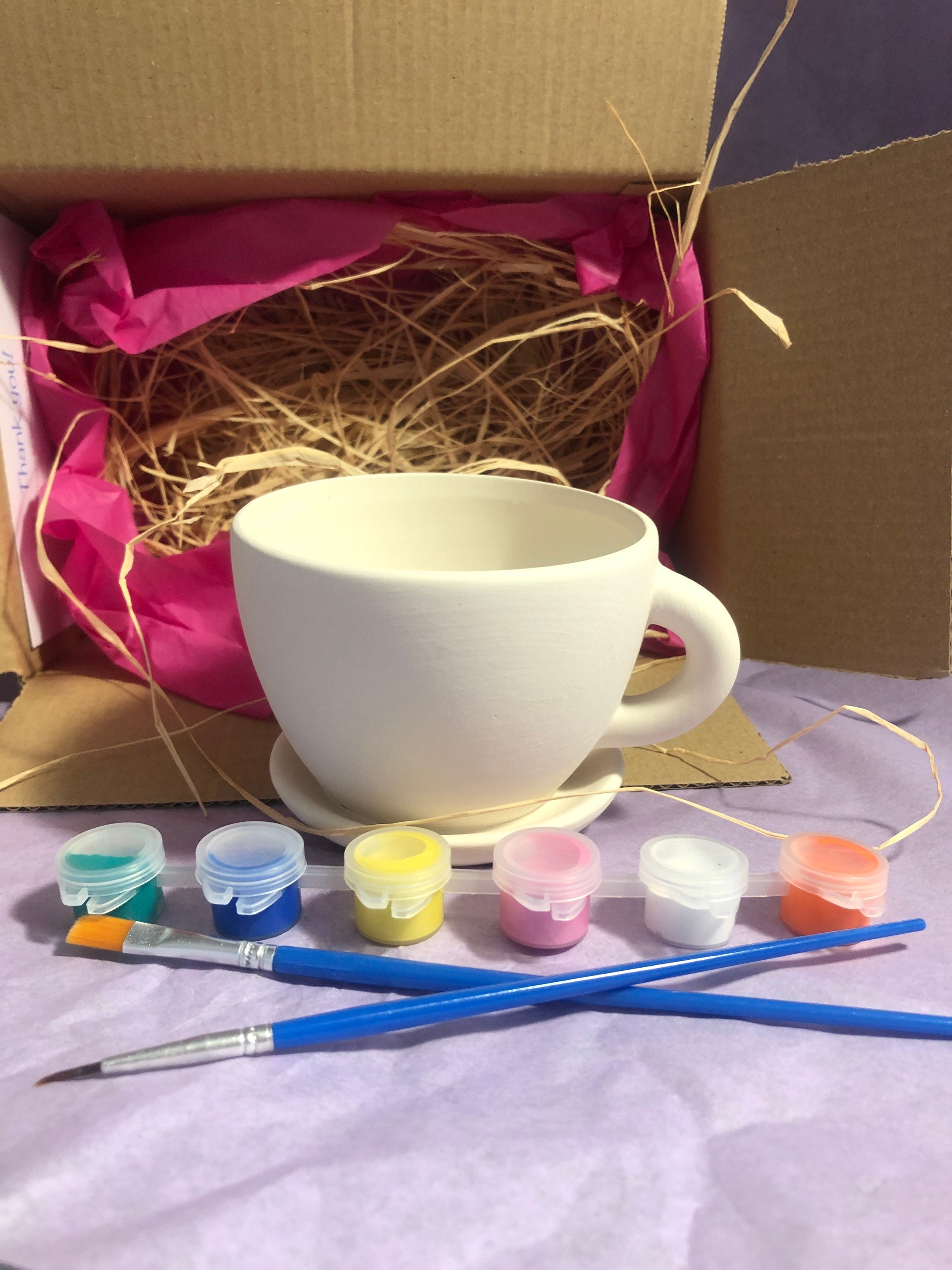 Paint your own teacup craft kit.diy kit. For adults/ children Etsy