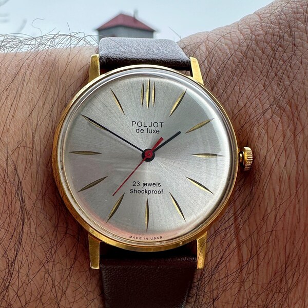 USSR watch "Poljot" model "De Luxe", ultra-thin, 1960s production.