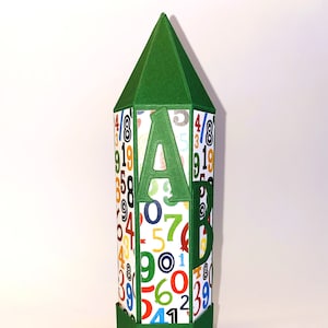 Geschenkverpackung / Geschenkbox aus Karton in besonderer Form als Buntstift zum Schulanfang, edel und handgemacht (6,2 x 22 cm)