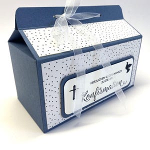 Konfirmationsbox, kleine Box, Verpackung mit Glückwunschkärtchen, ein schönes Geschenk aus Karton / Papier, zur Konfirmation, handgemacht