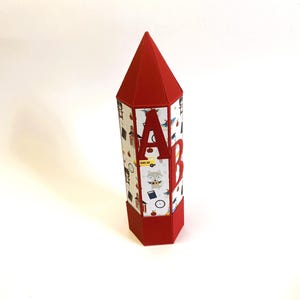 Geschenkverpackung / Geschenkbox aus Karton in besonderer Form als Buntstift zum Schulanfang, edel und handgemacht (6,2 x 22 cm)