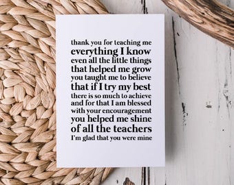 Teacher Thank You Card  |  Educator Card  |  Teacher Card