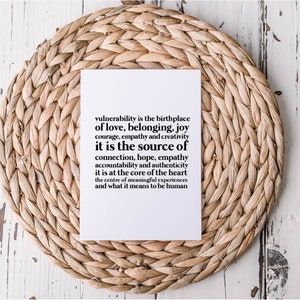 Aanmoedigingskaart | Kwetsbaarheidskaart | Citaatkaart Brene Brown | Living Life-kaart