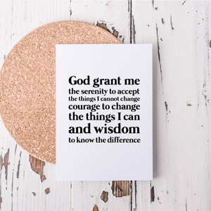 Tarjeta de aliento / Tarjeta de oración de serenidad / Tarjeta pensando en ti / Tarjeta Dios concédeme / Tarjeta religiosa