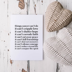 Cancer Card | Things Cancer Can&#39;t Do Card | Encouragement Card