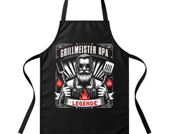 Grillschort – “GRILLMEISTER OPA” – BBQ-schort met spreuk voor mannen