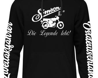 Simson East Germany Hoodie | Two-stroke Trabant S51 | Sleeve print