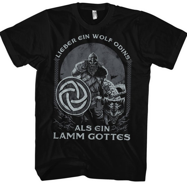 Lieber ein Wolf Odins als ein Lamm Gottes T-Shirt M1 | Wikinger Nordische Mythologie Odin Thor Ragnar Viking Geschenk