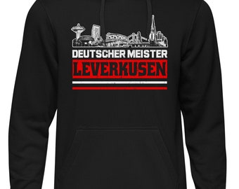 Leverkusen Titelkusen Kapuzenpullover | Trikot Fanartikel Ultras Fussball Skyline Deutscher Meister - schwarz