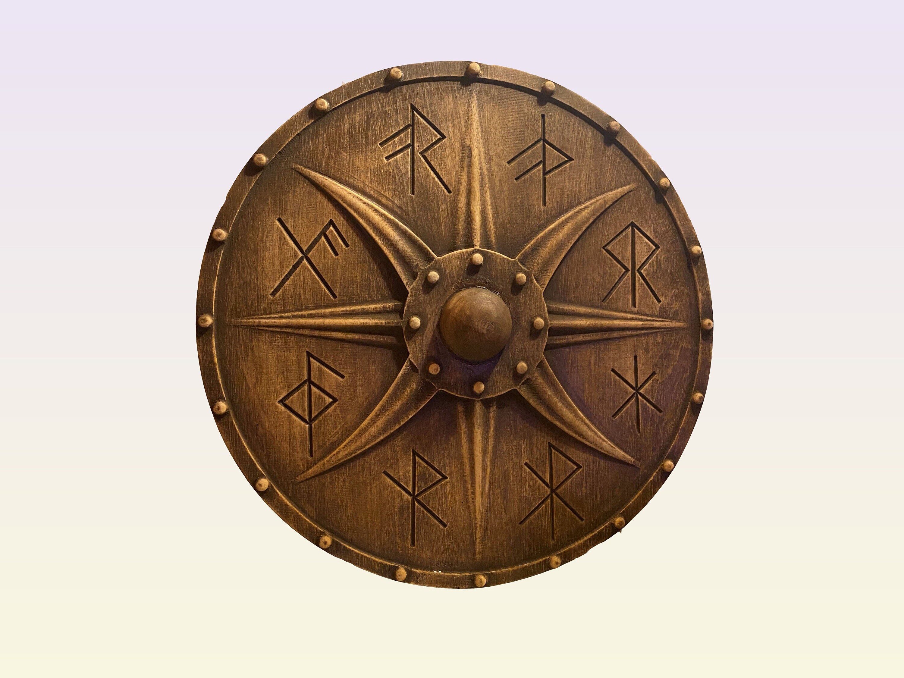 Viking Shield Runic Wood Wall Art Scandinavian Folk Art | Etsy