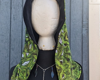 Green Dragon Hood (Black Velvet)