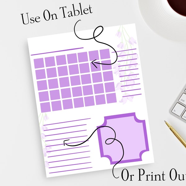 Monthly Wisteria Planner. Digital PDF Download for both tablet and paper printing. Monthly customizable schedule. Monthly motivation.