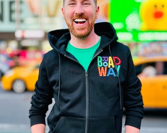 Broadway Embroidered Black Zip-up Hoodie