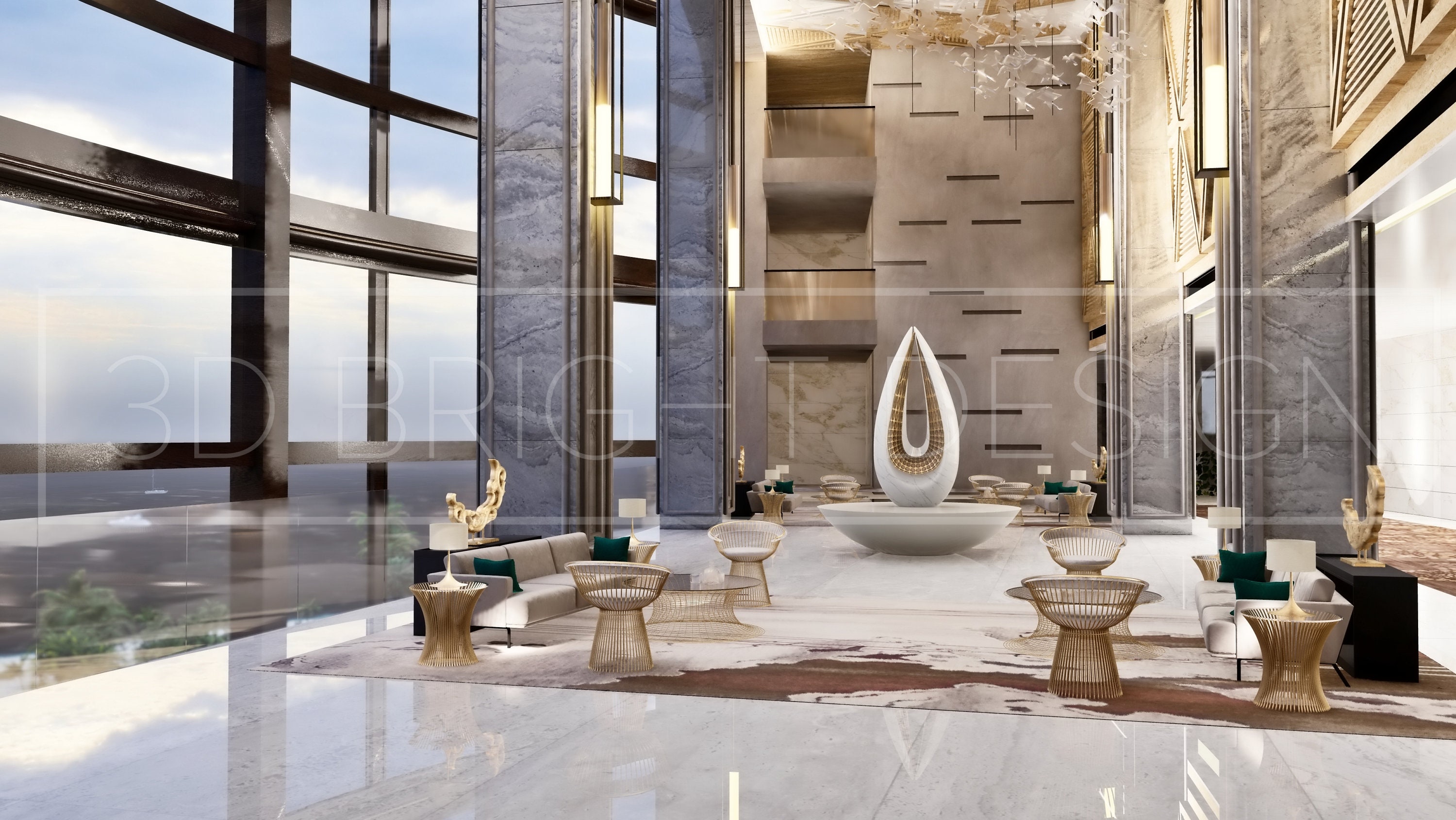 Hotel beach lobby zoom background presentation wallpaper for | Etsy