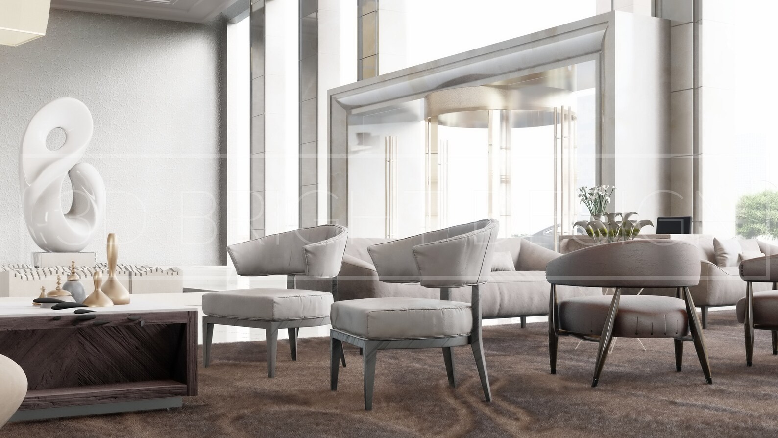 Contemporary Hotel Lobby Zoom Background Mockup for Poster Etsy