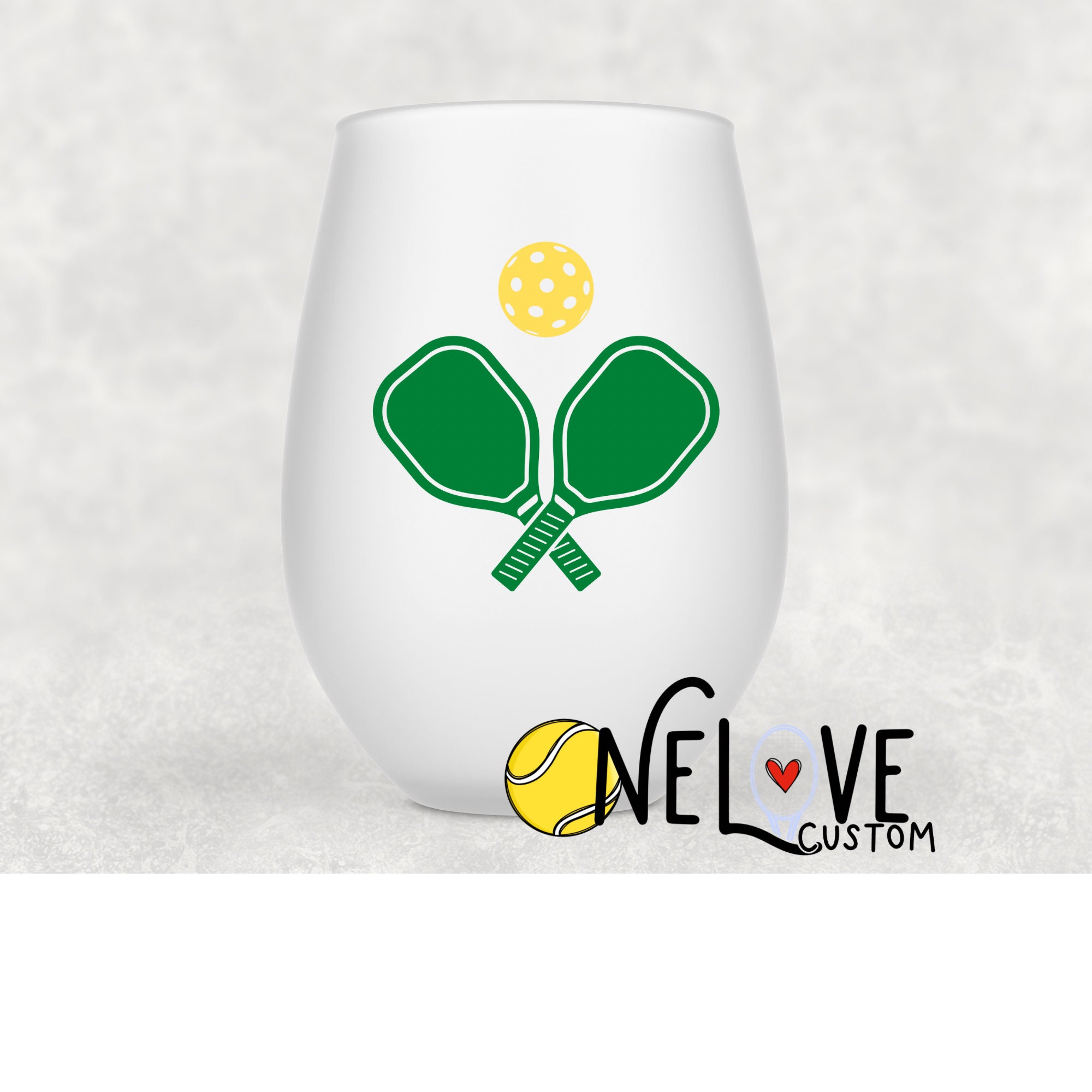 Jeweled Stemless Wine Glass- Pickleball w/ Paddles