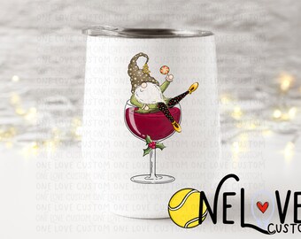 Gnome in a Wine Glass  11 oz Wine Tumbler