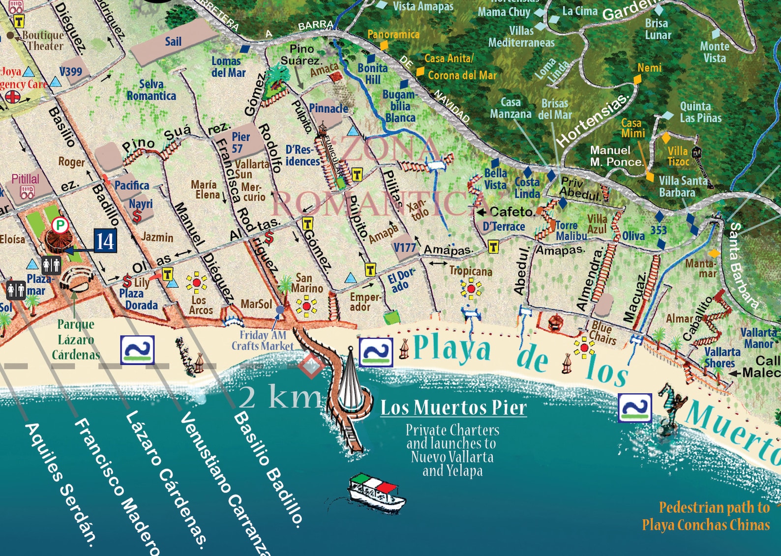 Puerto Vallarta Centro & South Coast Walking Map 2022 Etsy