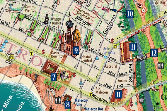 Puerto Vallarta - Walking Map of the Old City, With Stairways and