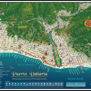Puerto Vallarta - Walking Map of the Old City, with Stairways and Paths