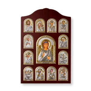 Iconostasis Guardian Angel silver Orthodox icon / Greek / Silver canvas / Handmade / Silver Icon