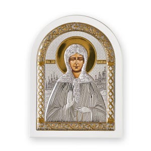 Handmade Orthodox silver icon Matrona / The Silver Icon